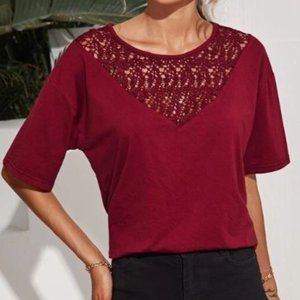 5 for $20! Lace Yoke Drop Shoulder Top